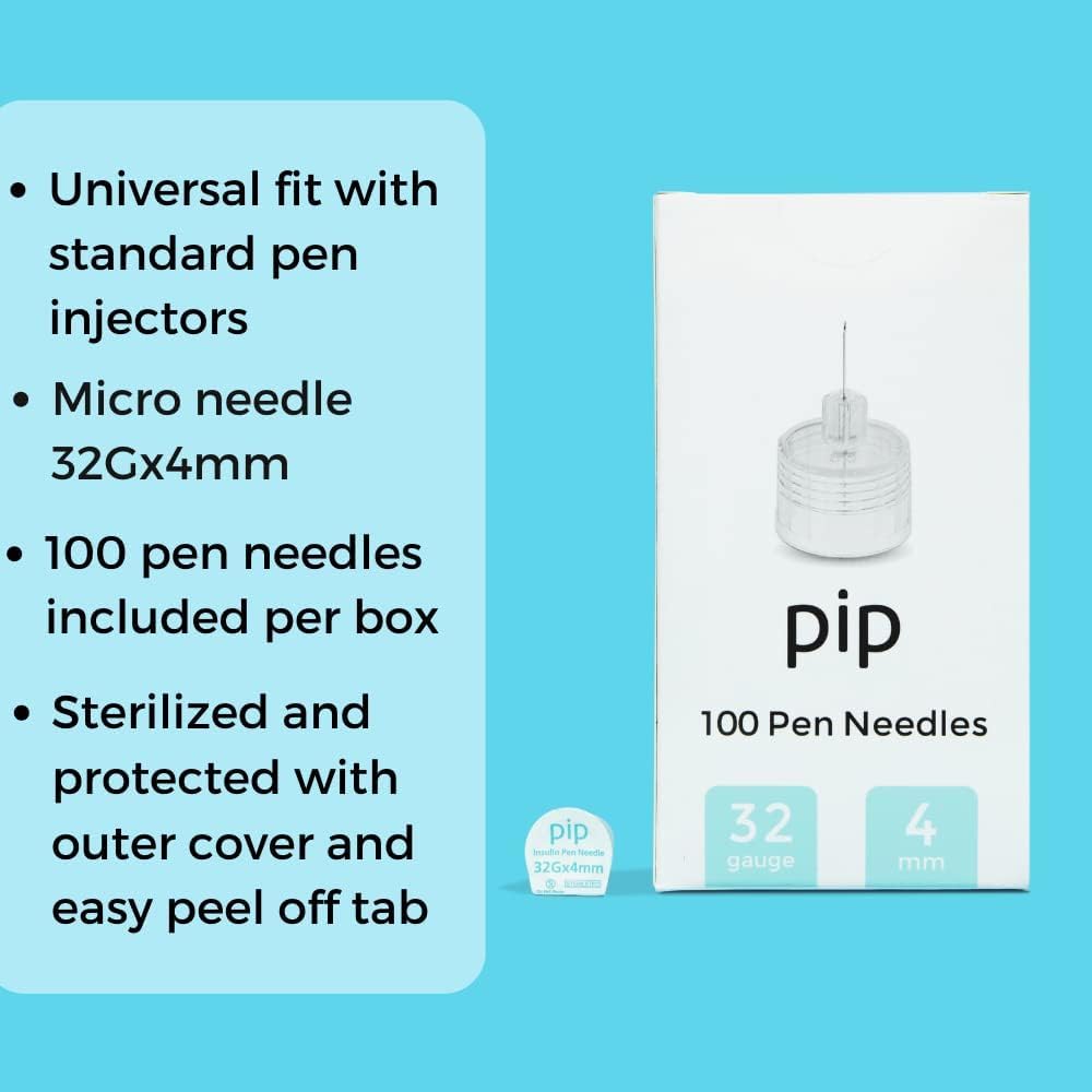 Pip Insulin Pen Needles (32G 4mm) 100 Pieces