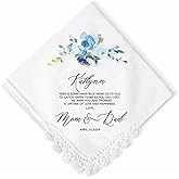 BYFDIY Custom Name Date Wedding Handkerchief White Mother of the Bride Handkerchief For Wedding Day Something Blue Gifts For Bride Handkerchiefs For Women