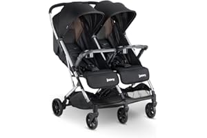 Joovy Kooper X2 Double Stroller, Lightweight Travel Stroller, Compact Fold with Tray, Black