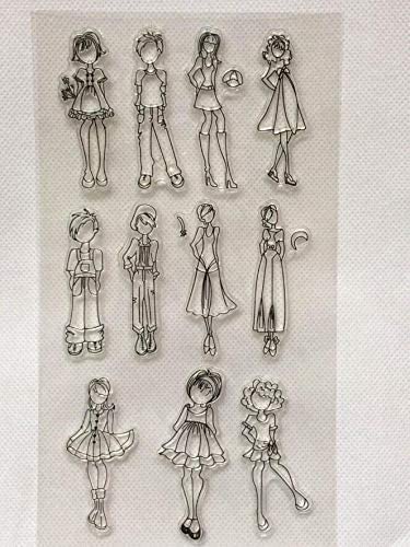 WooYangFun Joyful Home 1pc Fashion Girl Lady Background DIY Rubber Clear Stamp for Card Making Decoration and Scrapbooking