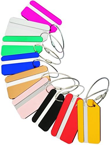 Luggage Tags 9Pack Aluminum Baggage Tag With Name ID Card Perfect to Quickly Spot Luggage Suitcase