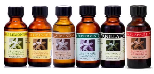 Bakto Flavors - Classic Flavors: Almond, Lemon, Orange,Peppermint, Vanilla Plus Apple - 6-(1 FL OZ) Bottles
