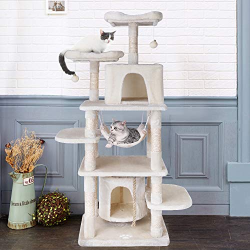 LAZY BUDDY 67" Cat Tree, XL MultiLevel Tall Cat Tower, Play House
