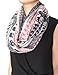 Lina & Lily Boho Elephant Print Women's Infinity Scarf Lightweight (White & Black & Red)