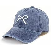 Nymmoata Womens Baseball Caps Bow-Tie: Washed Distressed Baseball Cap Twill - Men Womens Trucker Hat - Adjustable Dad Hat