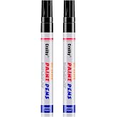 Black Paint Markers, 2 Pack Oil-Based Waterproof Quick Dry Permanent Paint Pen Set for Rocks Painting, Wood, Fabric, Plastic, Canvas, Glass, Mugs, Metal, Tire, Stone, DIY Craft
