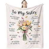 Sister Blanket Gifts from Sister, Sisters Birthday Gift Ideas, Gift for Sisters on Birthday Graduation, Christmas, Mothers Day, to My Sis Soft Throw Blanket 50"x60"