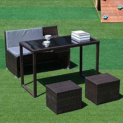 Amazon Co Jp Rattan Style Garden Furniture 4 Pieces No Assembly Required 100 Assembled Product Garden Table Garden Chair Rattan Style Table Furniture Resin Patio Sofa Garden Sofa Diy Tools Garden