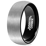 Tungsten Rings for Men 8mm Wedding Band Black Plated Comfort Fit Brushed
