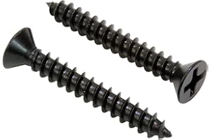 Bolt Dropper #8 x 1-1/4-Inch Black Screws, Pack of 25 - Xylan Coated Stainless Steel Flat Head Phillips Wood Screws - Corrosion Resistant for Wood, Drywall Applications, and Outdoor Projects