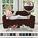 Gorilla Grip Original Velvet Fitted 1 Piece Loveseat Slipcover, Stretch Up to 54 Inches, Velvety Covers, Luxurious Couch Slip Cover, Spandex Loveseats Furniture Protector, with Fasteners, Chocolate