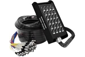 Seismic Audio - 16 Channel XLR Snake Cable 50' Long - 16 Sends and 8 XLR Returns - Color Coded, Numerically Well Labeled - Heavy Duty 50 feet Long