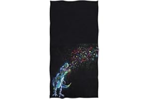 ZzWwR Stylish Magic Dinosaur Emitting Rainbow Sparkles Soft Highly Absorbent Guest Large Home Decorative Hand Towels Multipurpose for Bathroom, Hotel, Gym and Spa (16 x 30 Inches,Black)