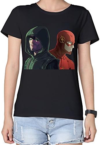 MAGGO The Flash Barry Vs The Arrow Oliver T-shirt Womens Black
