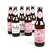 Hello Little One - Pink and Gold - Girl Baby Shower Decorations for Women and Men - 6 Beer Bottle Label Stickers and 1 Carrier