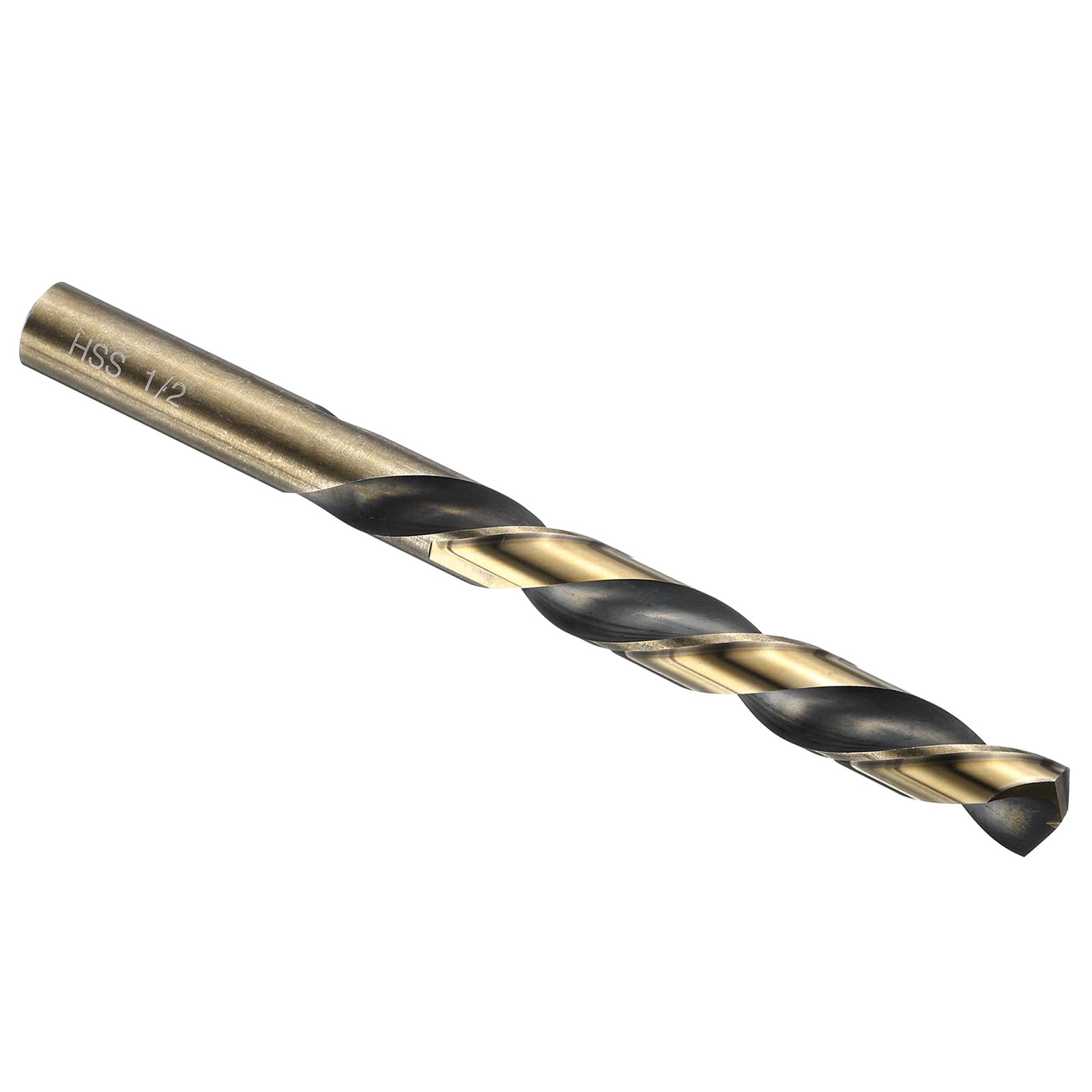 Kozelo Twist Drill Bit - [1/2"] Titanium Nitride M35 High-Speed Steel Cobalt Round Shank Jobber Bit Set Dark Gold for Metal Wood Plastic Steel Use, 110mm/4.33" Blade Length