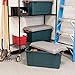 IRIS USA Plastic Storage Boxes, Heavy-Duty Utility Storage Totes with Durable Lid and Secure Latching Buckles, Garage and Outdoor, Green/Gray, 4 Pack