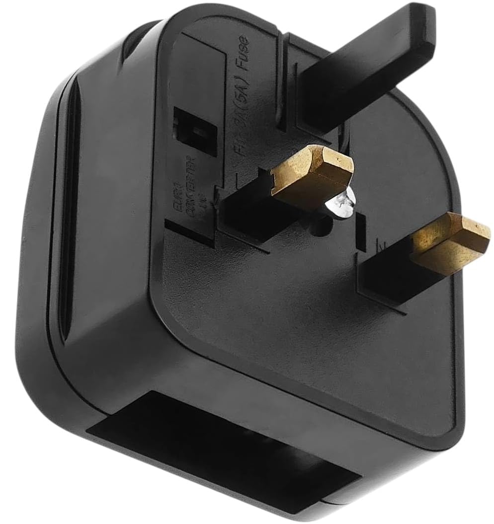 1 x Peak Power EU Plug to UK Socket Adaptor, EU to UK Plug Adaptor with 5A Fuse, Type C EU2 Pin CEE7 Plug to Type G UK Socket, 2 Pin EU Plug to 3 Pin UK Adapter Socket