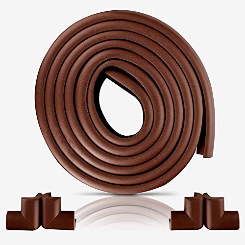 New Furniture Edge and Corner Guards | 16.2ft Protective Foam Cushion | 15ft Bumper 4 Adhesive Childsafe Corners | Baby Child Proofing Foam Set and Safe for Table | Fireplace | Countertop | Brown