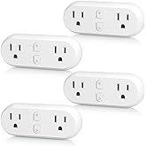HBN Dual Smart Plug,WiFi Socket Plug Timer Work with Smart Life,2.4GHZ Only | Alexa, Google Home Assistant, Remote Control with Timer Function, No Hub Required, ETL Certified,1875W/15A,4-Pack