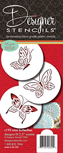 Designer Stencils C195 Butterfly Cookie Stencils, Small, Beige/Semi-Transparent