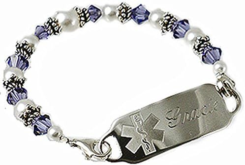 Women's Medical Color Me Crystals Beaded Bracelet, FREE Engraving