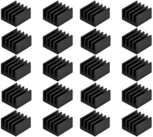 Easycargo 20pcs Small Mini Heatsink Kit + Thermal Conductive Adhesive Tape, Mini Cooler Heat Sink for Cooling VRM Stepper Driver MOSFET VRam Regulators (8.8mmx8.8mmx5mm)