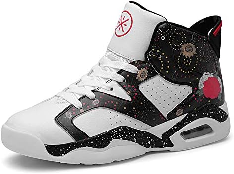 Willsky Men's Basketball Shoes, Basketball Trainers Lightweight Shock Absorption Basketball Boots Air cushion Breathable Running Shoes,White,41