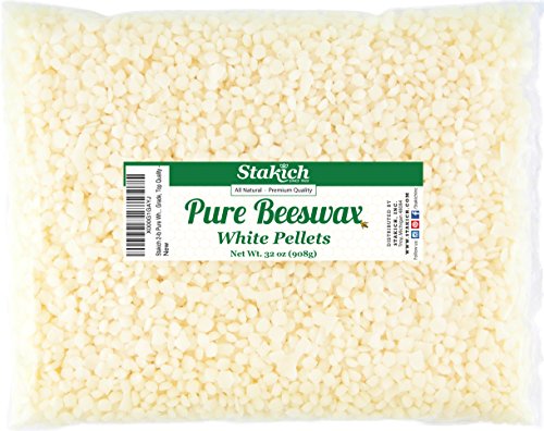 Stakich Pure White BEESWAX Pellets - 100% Natural, Cosmetic Grade, Premium Quality - 2 lb (in 1 lb bags)