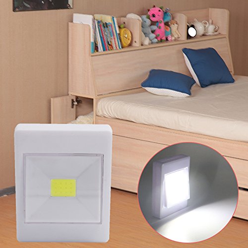 jiguoor Mini COB LED Wall Switch Night Light, Emergency Lamp suitable for Closet,Drawer,Workbench,Workshop,Camping,with Magnetic Battery Operated