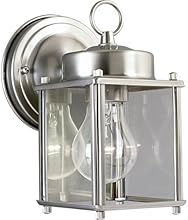 Progress Lighting P5607-09 Wall Lantern with Clear Glass, Brushed Nickel