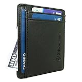 RFID Front Pocket Wallet Minimalist Wallet Slim Wallet Genuine Leather Black