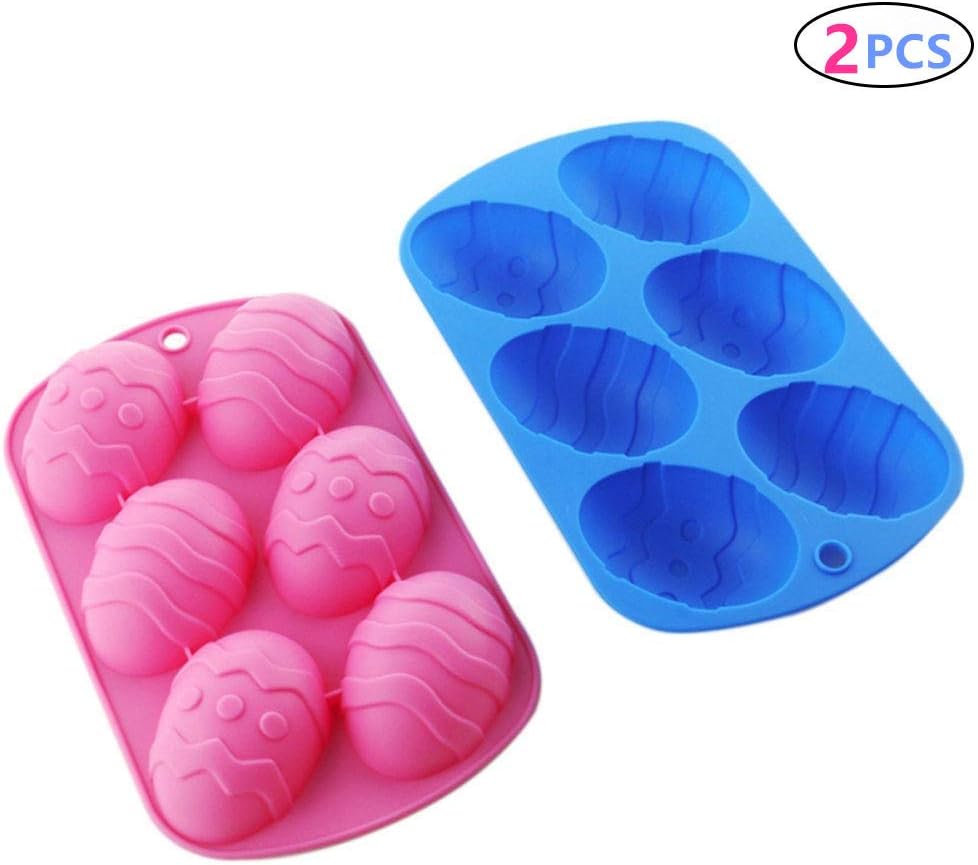 2 Pieces Easter Chocolate Molds Bunny Easter Eggs Candy Cookie Mould Silicone Baking Mold for Easter Party (Egg 2 pack)
