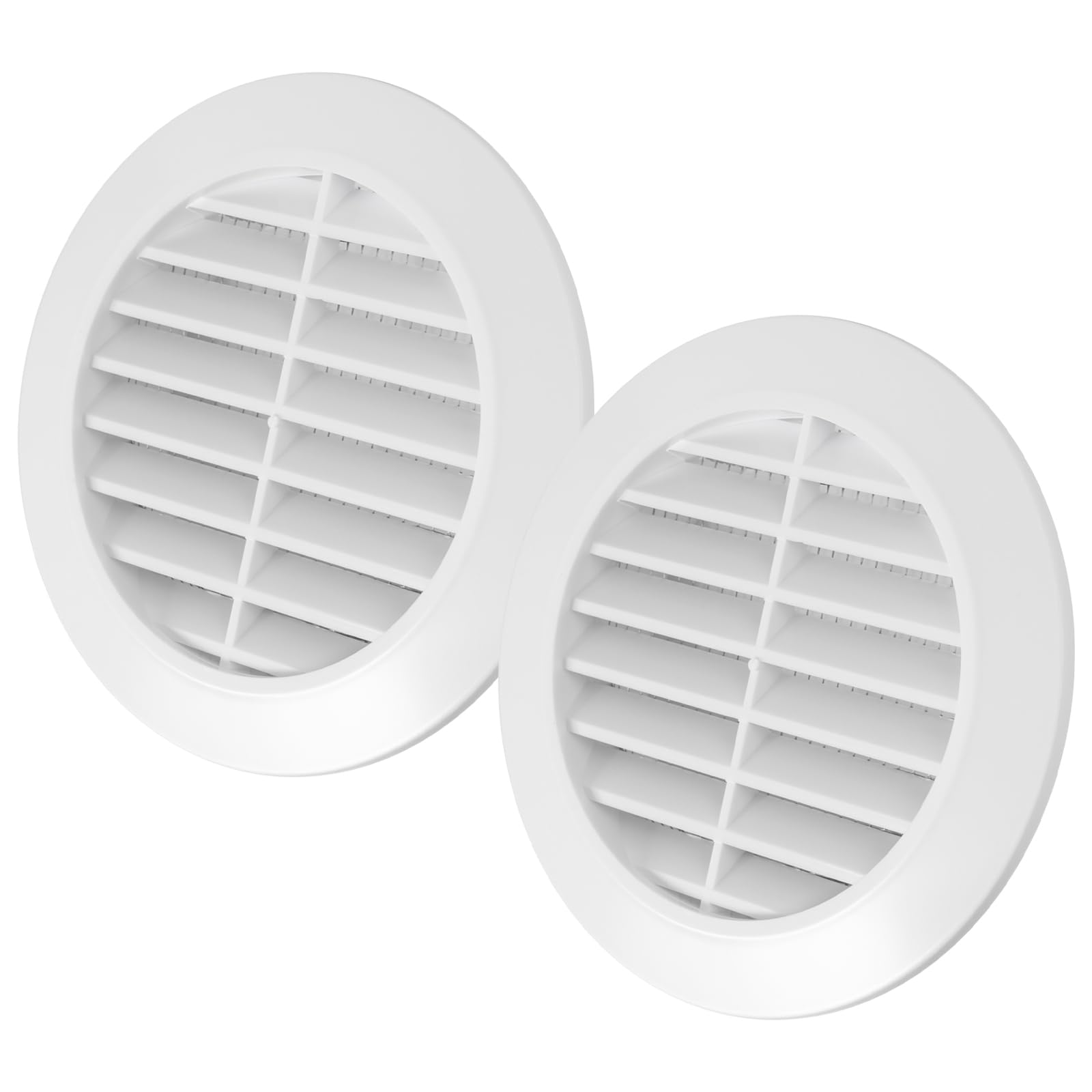 Vent Systems 80 mm / 3.15'' Inch - White Pack of 2 Air Vent Cover - Round Air Vents - Ventilation Grille - Integrated Mesh Screen - HVAC Vents for Bathroom, Home Office, Kitchen — image 1