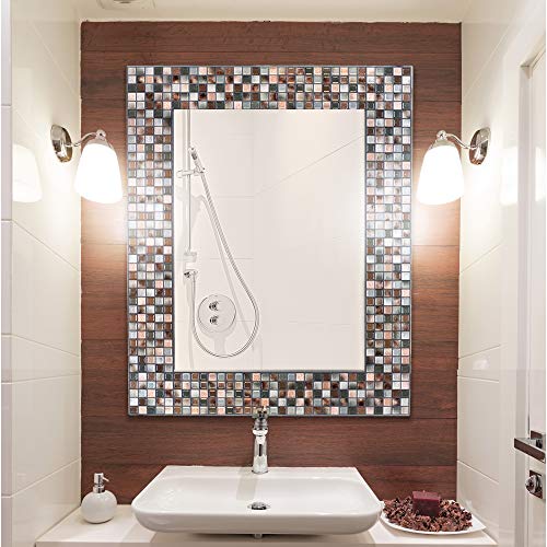 Headwest 1211 Earthtone CopperBronze Mosaic Tile Wall Mirror, 24