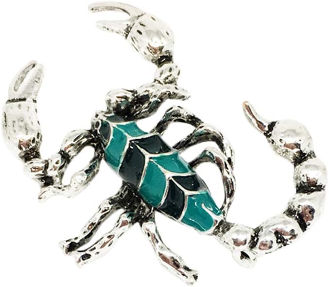 Wansan Retro Scorpion Shape Brooch Pin Enamel Animal Brooch Suit Scarf Shawl Clip Jewelry Decoration 54CM Green
