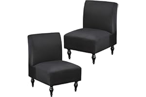 Jusmate Armless Accent Chair Cover Slipcover, Stretch Chair Slipper Super Fit Armless Chair Furniture Protector Cover Slipcover for Living Room Hotel (2 Pack, Black)