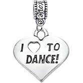I Love to Dance Charm Bead – Heart Pendant for Dancers & Dance Lovers – Compatible with Pandora, Chamilia, Troll & European Bracelets – Dance Jewelry Gift