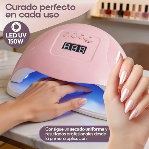 150W Semi-Permanent Nail Lamp, UV LED Nail Lamp with 36 LEDs, Professional Nail Dryer with Automatic Sensor, 4 Timers and LCD Display