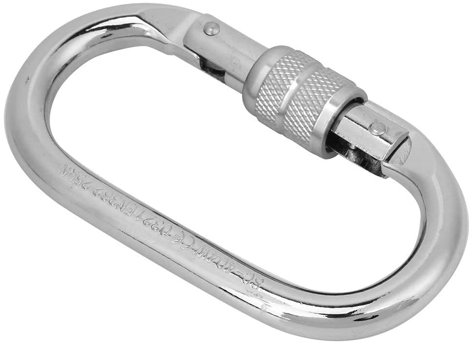 malayas 25 kN Heavy Duty Lightweight Carabiner Clips with keyrings - Excellent for Securing Pets, Outdoor, Camping, Hiking, Hammock, Dog Leash Harness, Keychains (Silvery - 1PCS)