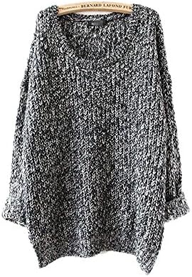 Bering Strait Women’s Casual Unbalanced Crew Neck Knit Sweater Loose Pullovers Cardigans grey