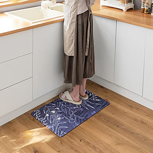 Kitchen Mat[2 PCS] Cushioned Anti-Fatigue Kitchen Rug,Waterproof Non-Slip Kitchen Mats Heavy Duty PVC Ergonomic Comfort Foam Rug for Kitchen, Floor Home, Office, Sink, Laundr