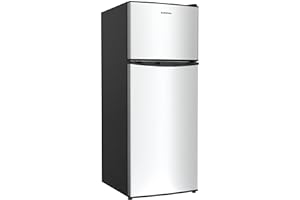 BANGSON Small Refrigerator with Freezer, 4.0 Cu.Ft, Samll Fridge with Freezer, 5 Settings Temperature Adjustable, 2 Doors, Co