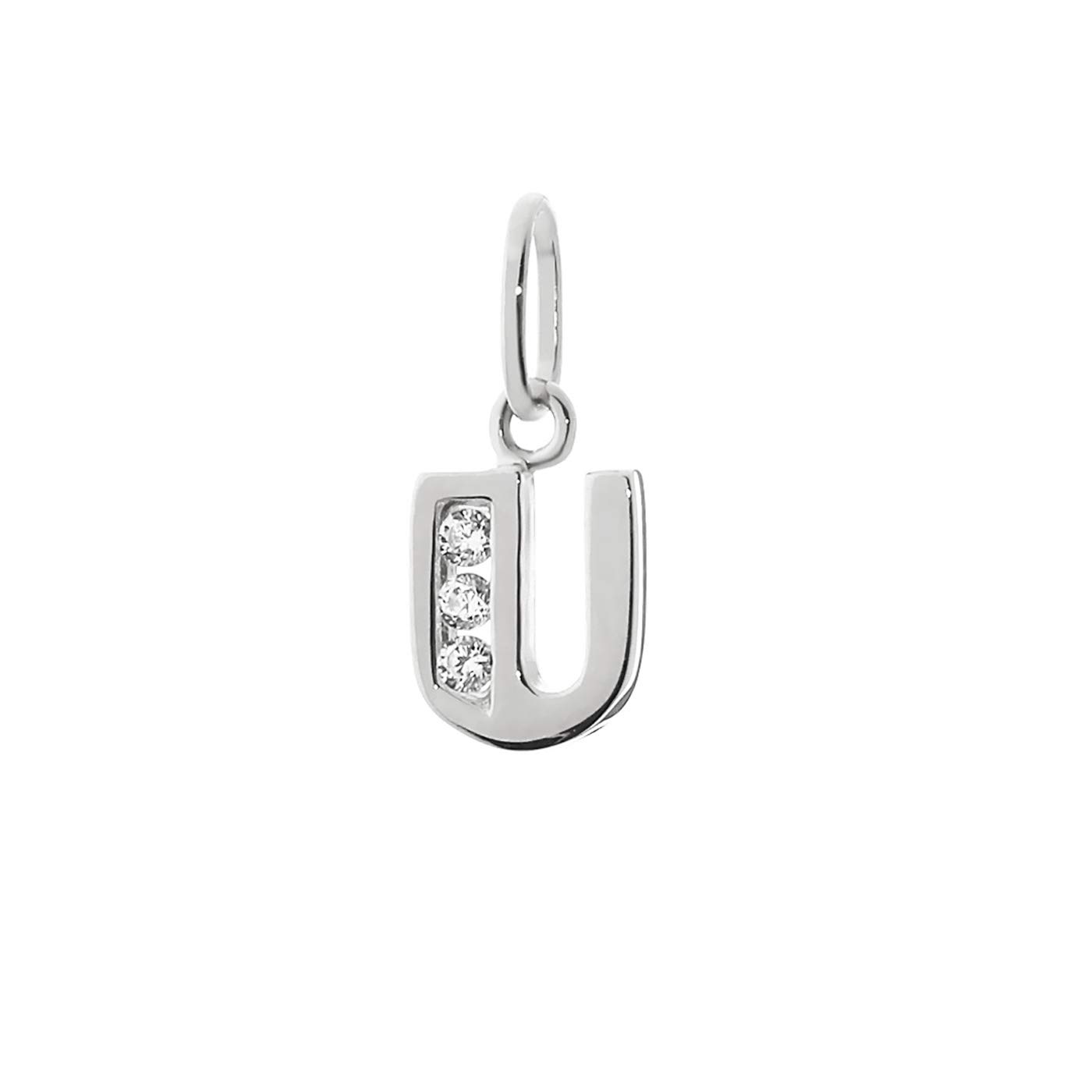 NKlaus letter U small pendant 925 sterling silver 8mm alphabet zirconia 9192