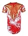 SCREENSHOTBRAND-730 Mens Hipster Hip-Hop Premium Tees - Stylish Longline Side Zipper Fashion T-Shirt Dashiki Gold Print - Red - Xlarge