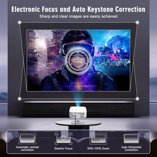 Salange 2026 New Smart Projector,Native 1080P 4K Supported Android TV 14 with Built-in Apps,Mini Projector with WiFi6 Dual Bluetooth,Electric Focus & Auto Keystone,Home Theater Projectors for Bedroom