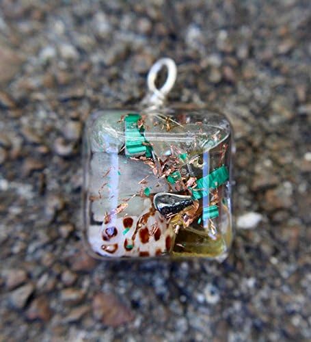 Hawaiian Healing Jewelry-Small Square Orgonite Pendant for Luck