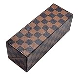 Fold Up Makeup Brush Holder Travel Case, Checked Vegan Leather Cosmetic Brushes Organizer Box with Magnetic Closure