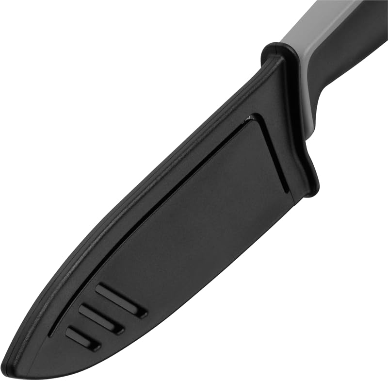 Wmf touch conjunto de 2 facas com capa protetora cor preto, faca de cozinha 24 cm e faca multiuso 20,5 cm