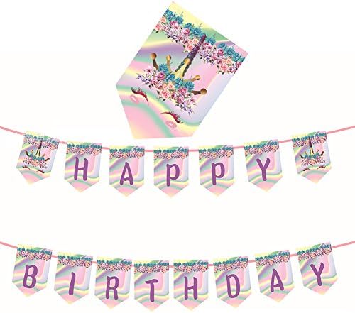Happy Birthday Banner Unicorn Rainbow Bunting Garland Pennant Party Decoration Supplies
